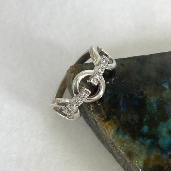 Silver Plated 8MM Cubic Zirconia Circle Bar Band Ring Size 8.75 - Picture 12 of 16